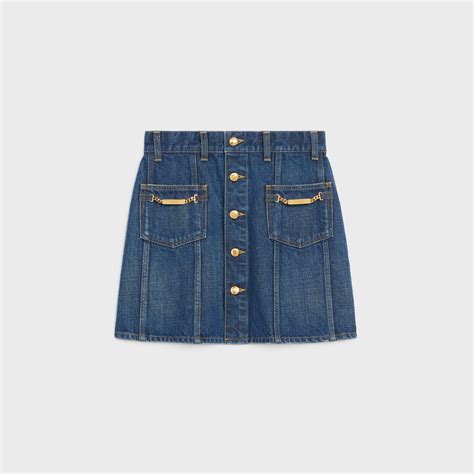 celine denim skirt|Celine pleated skirt.